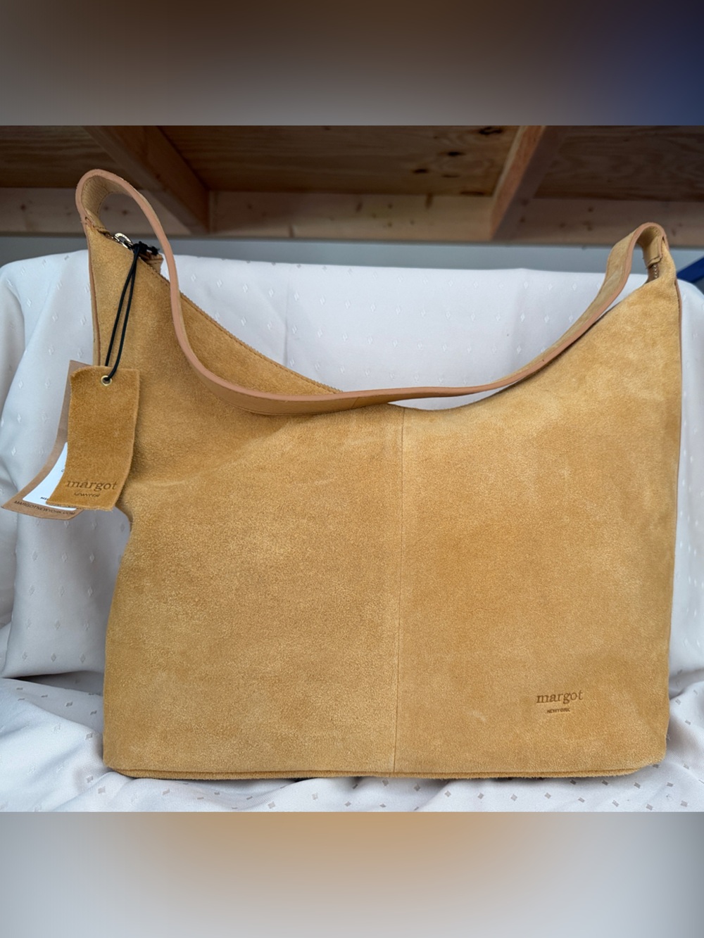 Margot Suede Shoulder Bag in Camel